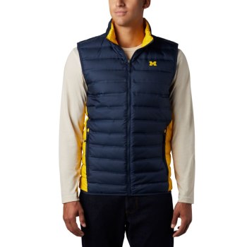 Columbia Collegiate Lake 22 Reversible - Michigan, Chaleco Azul Marino Amarillos Para Hombre | 31907